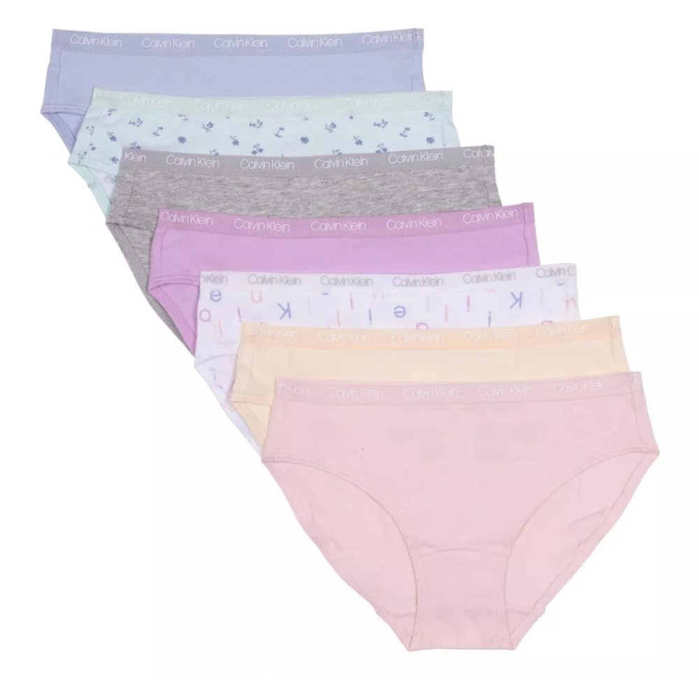 New Calvin Klein  2 Packs Of 7 Girls’ Bikini Underwear Cotton Tag-Free 14 Piece